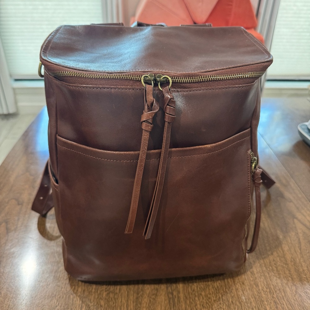 La Mère Luxe Leather Backpack Grand – Cognac